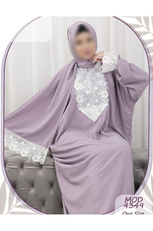 طقم صلاة نسائي بقطعة واحدة (إسدال) باللون البنفسجي الفاتح،