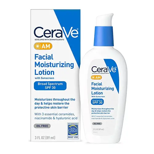 لوشن ترطيب الوجه CeraVe AM مع واقي شمس بمعامل حماية SPF 30.