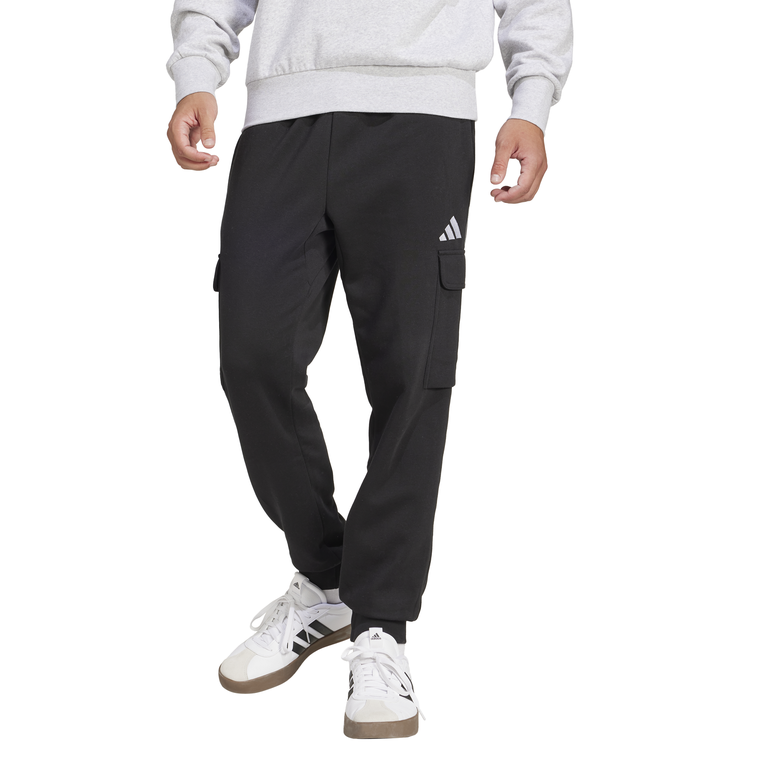 Essentials Feelcozy Fleece Cargo Joggers - S - BLACK-WHI