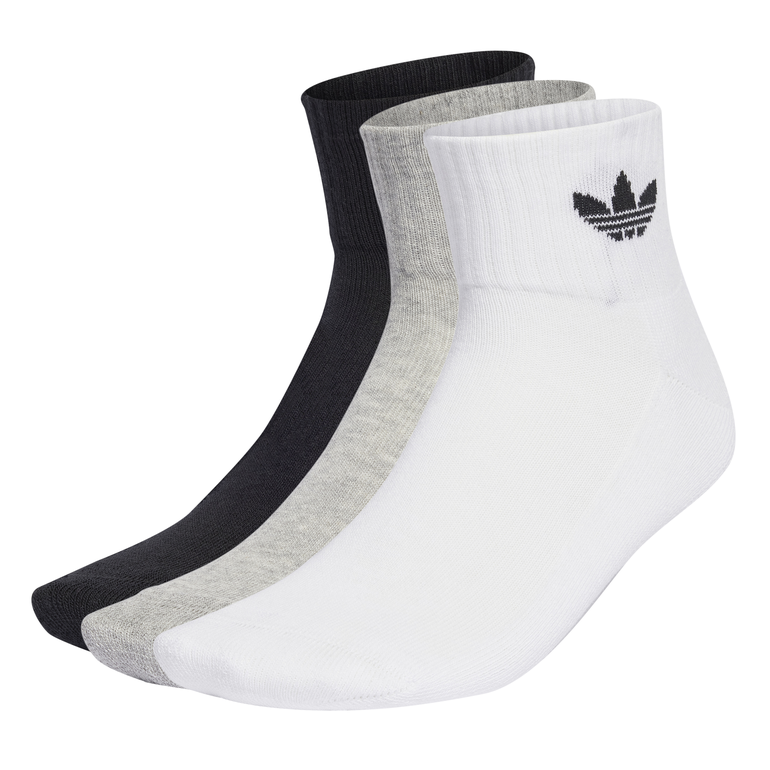 Mid Crew Socks 3 Pairs - XL - WHT/m grey