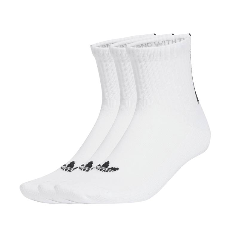 Quarter 3 Back Stripes Socks 3 Pairs - WHITE - L