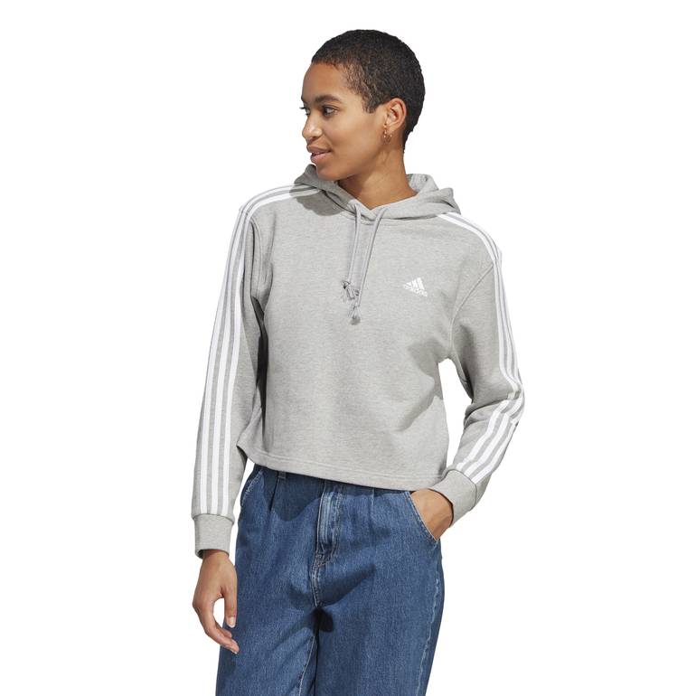 ESSENTIALS 3-STRIPES FRENCH TERRY CROP HOODIE