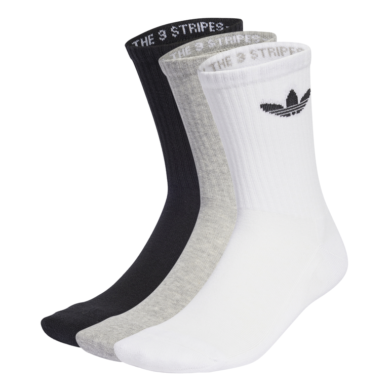 Trefoil Cushion Crew Socks 3 Pairs - XL - WHITE/GRE