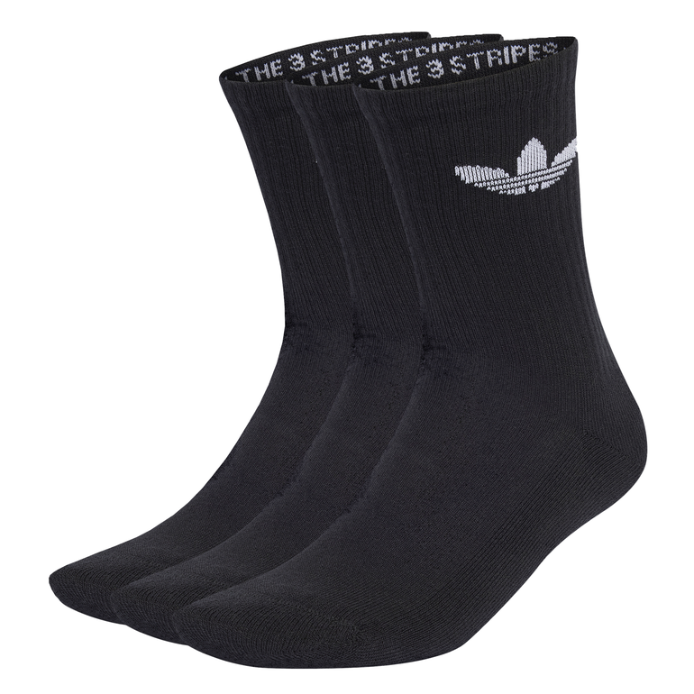 Trefoil Cushion Crew Socks 3 Pairs - M - BLACK