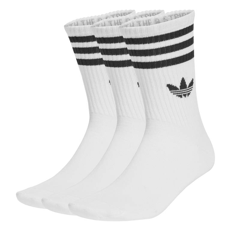 3-Stripes Crew Socks 3 Pairs - WHITE - L