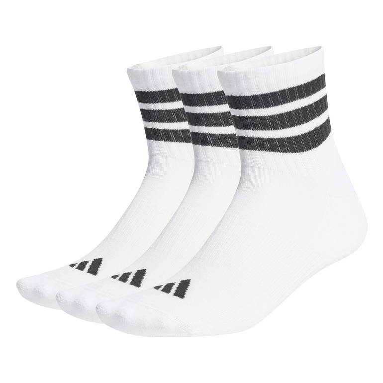 3 STRIPES CUSHIONED SPORTSWEAR MID CUT SOCKS 3 PAIR PACK - WHITE/BLAC - L