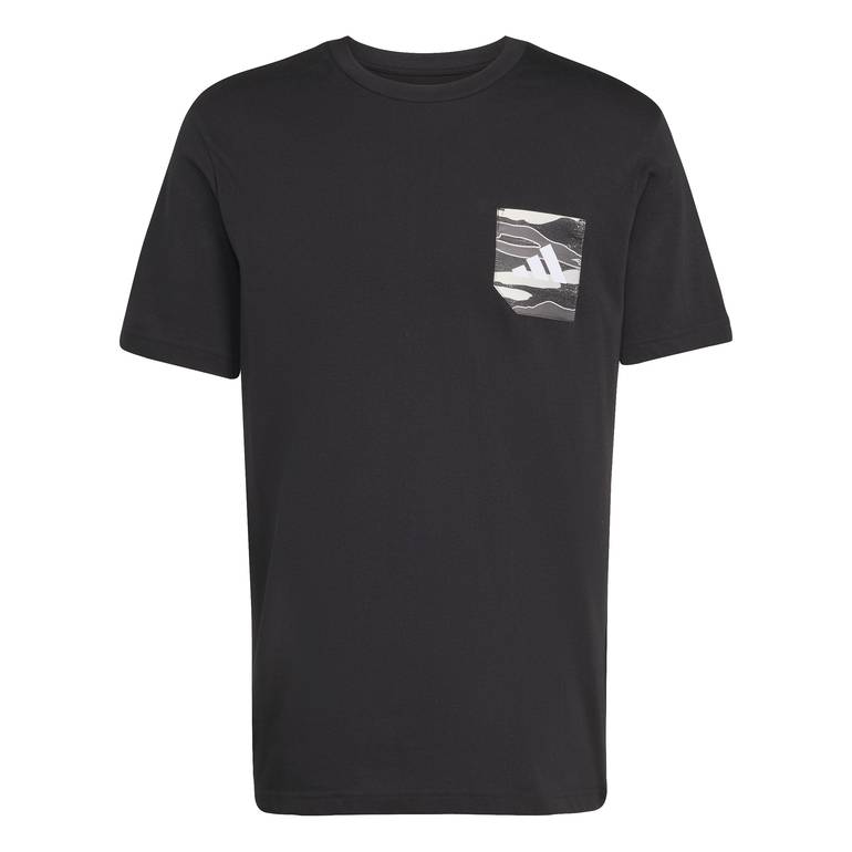 CAMO WOVEN POCKET GRAPHIC T-SHIRT - Black - M