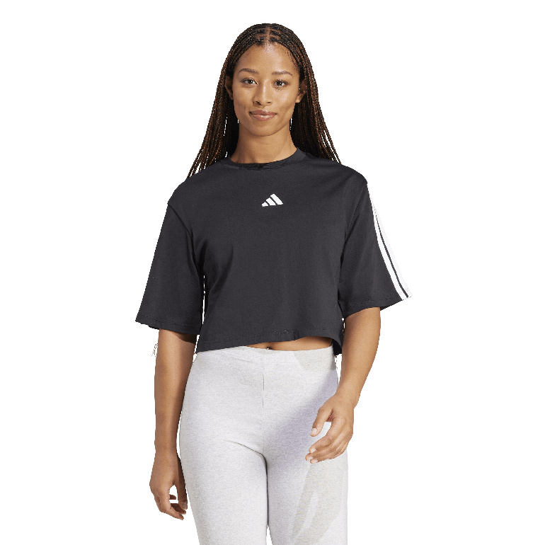 Essentials 3-Stripes Cotton Loose T-Shirt - L - Black