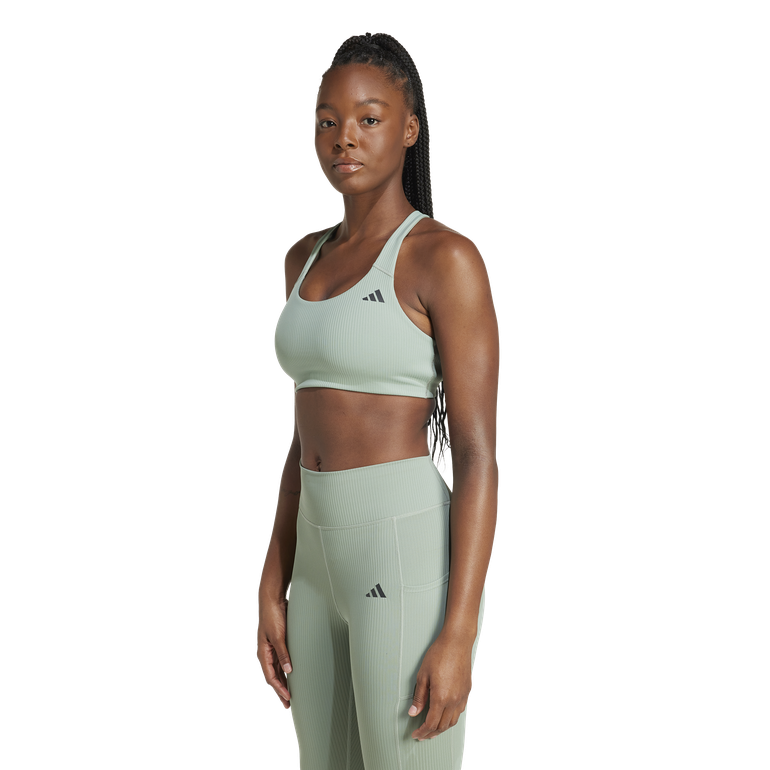 Powerimpact Rib Medium Support Training Bra - SILVER GR - L