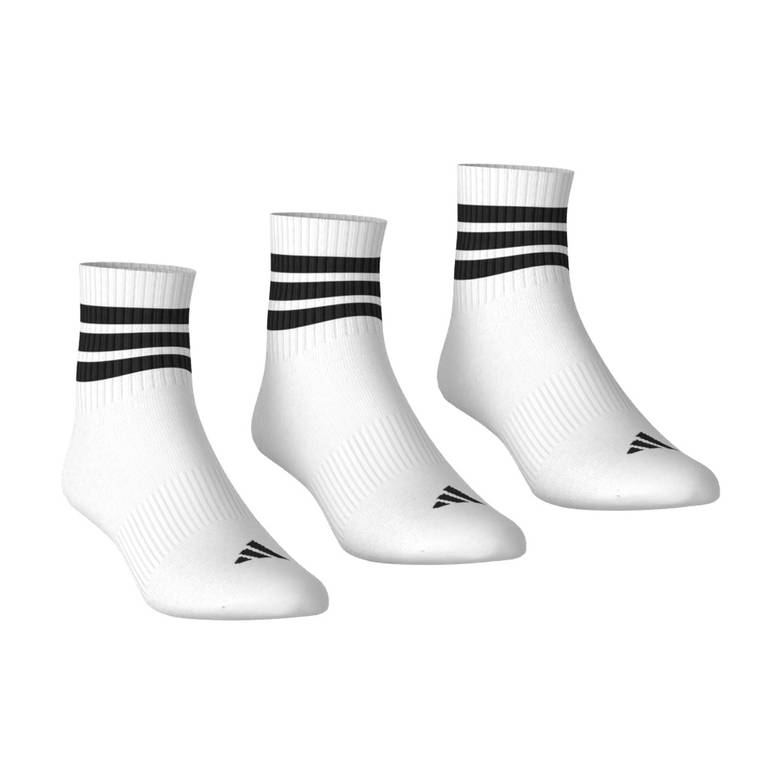 3 STRIPES CUSHIONED SPORTSWEAR MID CUT SOCKS 3 PAIR PACK - WHITE/BLAC - M