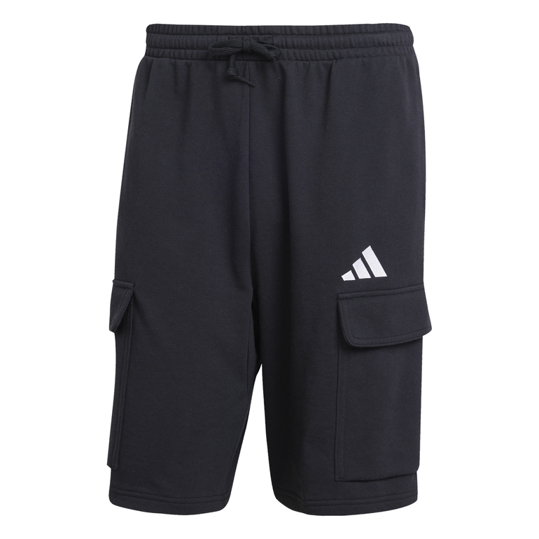 Essentials Feel Cozy Fleece Cargo Shorts - S - BLACK-WHI