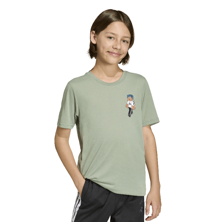 ADIDAS MINECRAFT TRAINING T-SHIRT - SILVMT/GRE - 11-12 Years