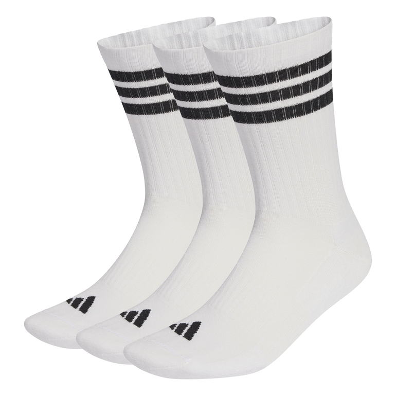 3-STRIPES CUSHIONED SPORTSWEAR CREW SOCKS 3 PAIR PACK - S - WHITE/BLAC