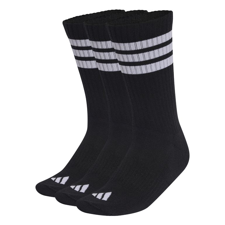 3-STRIPES CUSHIONED SPORTSWEAR CREW SOCKS 3 PAIR PACK - BLACK-WHI - XL