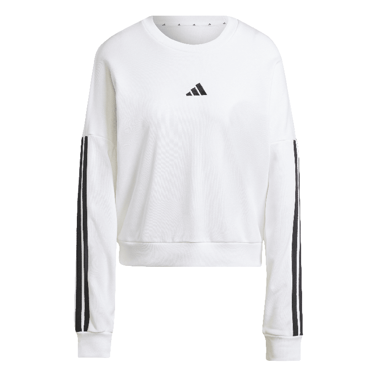 Essentials 3-Stripes French Terry Sweatshirt - L - WHITE/BLK