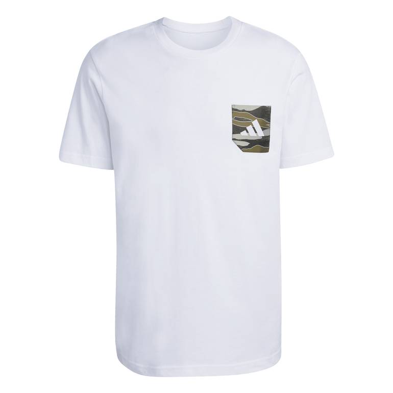 CAMO WOVEN POCKET GRAPHIC T-SHIRT - WHITE - XL