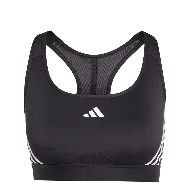 Powerimpact Train Medium-Support 3-Stripes Bra - LCD - BLACK-WHI