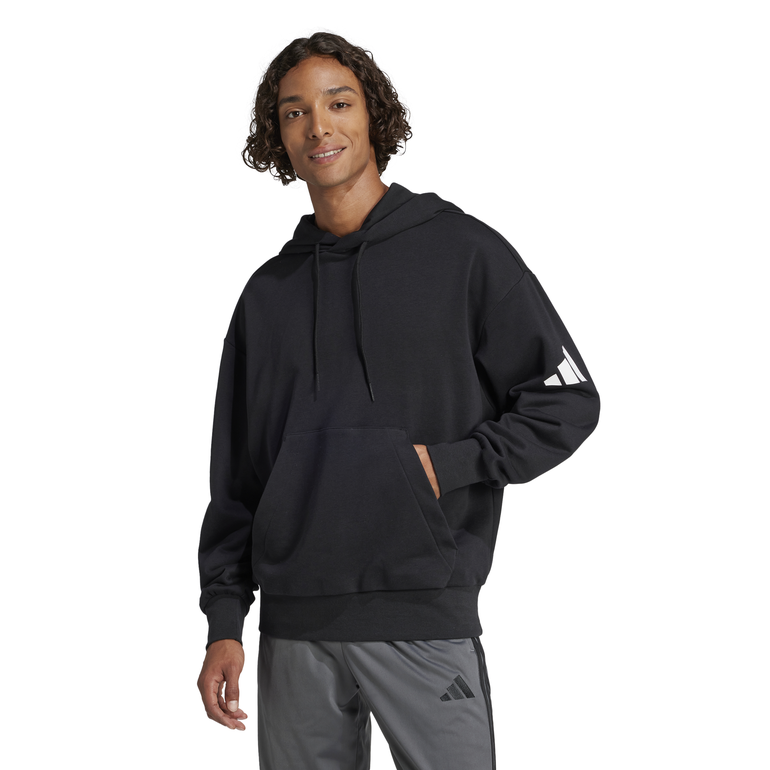 كنزة Essentials Loose-Fit 3 Bar Logo Fre - أسود - M
