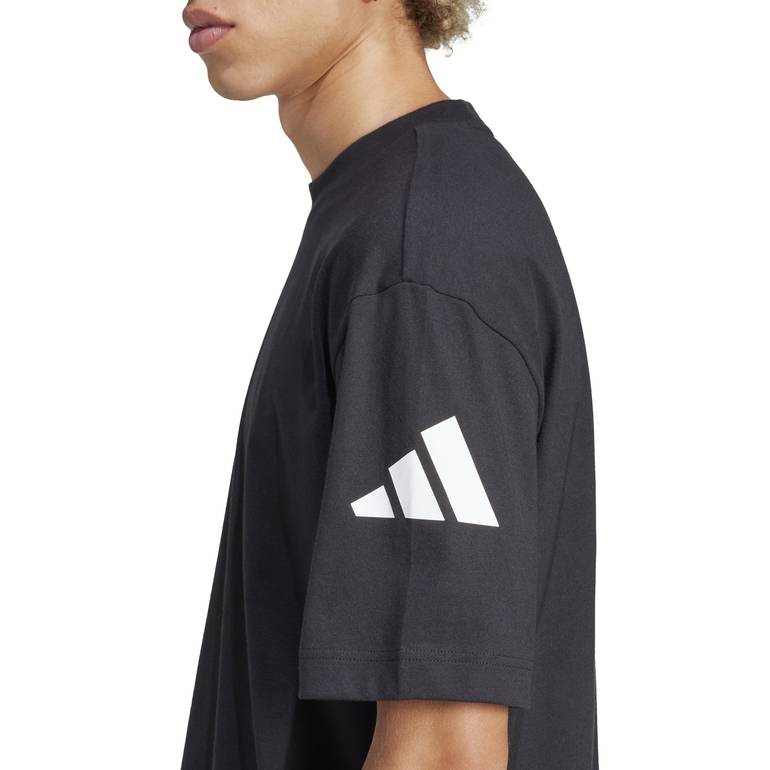 Essentials Loose Fit 3 Bar Logo T-Shirt - M - Black