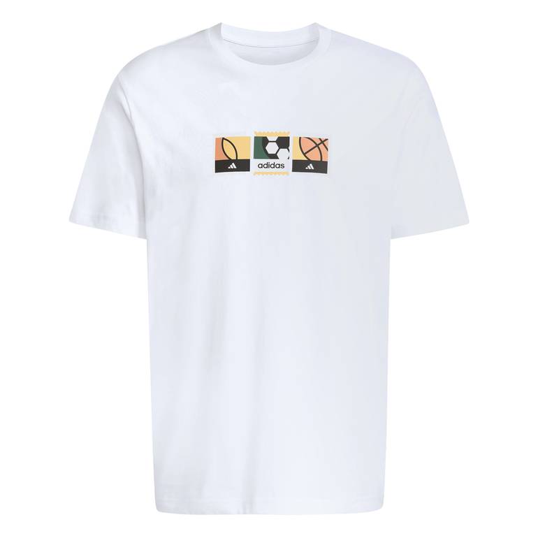 MEMORIES OF SPORT STAMPS GRAPHIC T-SHIRT - S - WHITE