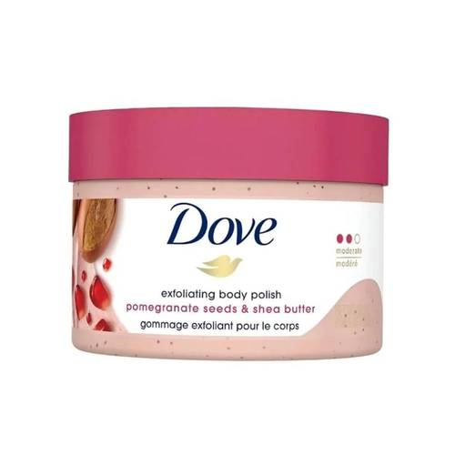 Dove Exfoliating Body Polish Pomegranate Seeds & Shea Butter – Nourishing Exfoliation for Radiant Skin 298g