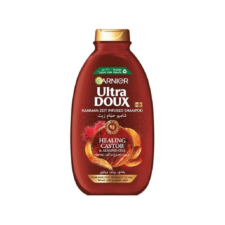 Garnier Ultra Doux Hammam Zeit Shampoo with Castor & Almond Oils – Strengthening Care for Weak Hair 600ML