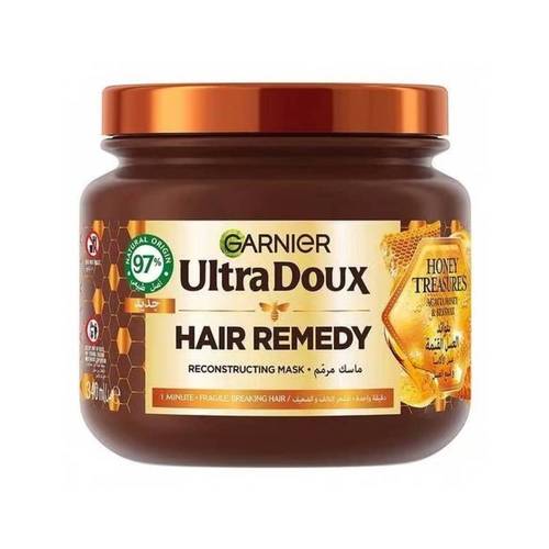 Garnier Ultra Doux Honey Treasures Hair Remedy Reconstructing Mask – Acacia Honey & Beeswax for Fragile, Breaking Hair 300ML