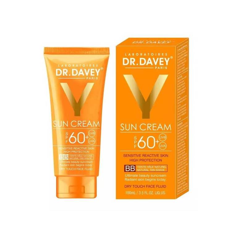 DR.DAVEY Y Sun Cream SPF 60+ BB Sunscreen for Daily Protection & Even Skin Tone 100ml