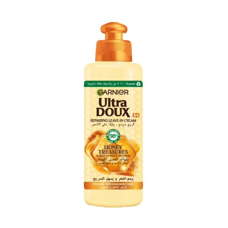 Garnier Ultra Doux Honey Treasures Repairing Leave-In Cream – Acacia Honey & Beeswax for Fragile and Damaged Hair 200ML