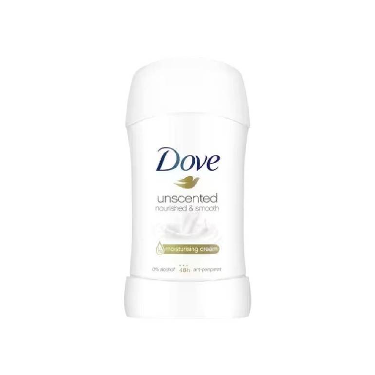 Dove Unscented Antiperspirant Stick – 48-Hour Protection & Gentle Care for Sensitive Skin 40g