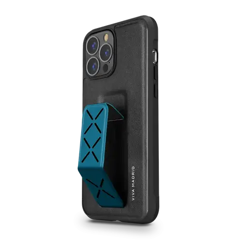 VIVA MADRID MORPHIX GRIPSTAND SYTHENTIC LEATHER FOR IPHONE 13 PRO- BLUE COVER CASE