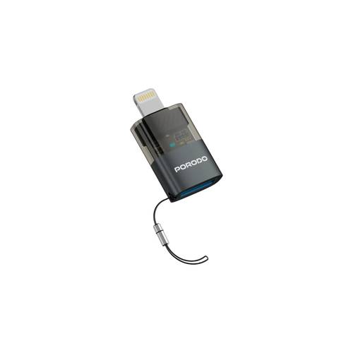 محول Porodo MiniLink OTG شفاف من USB-A إلى Lightning - رمادي