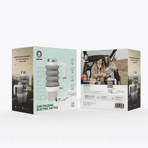 GREEN LION 100W 500ML CAR FOLDING ELECTRIC KETTLE- WHITE