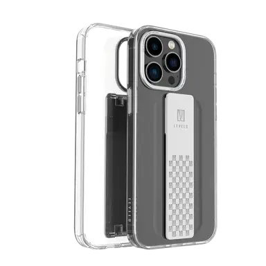 LEVELO GRAPHIA IPHONE 14 PRO WITH HANDS FREE GRIP SILICONE SILVER CASE