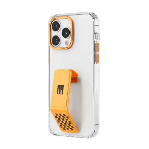 جراب خلفي شفاف من Levelo Morphix Clara Gripstand IMD لهاتف iPhone 14 Pro - برتقالي
