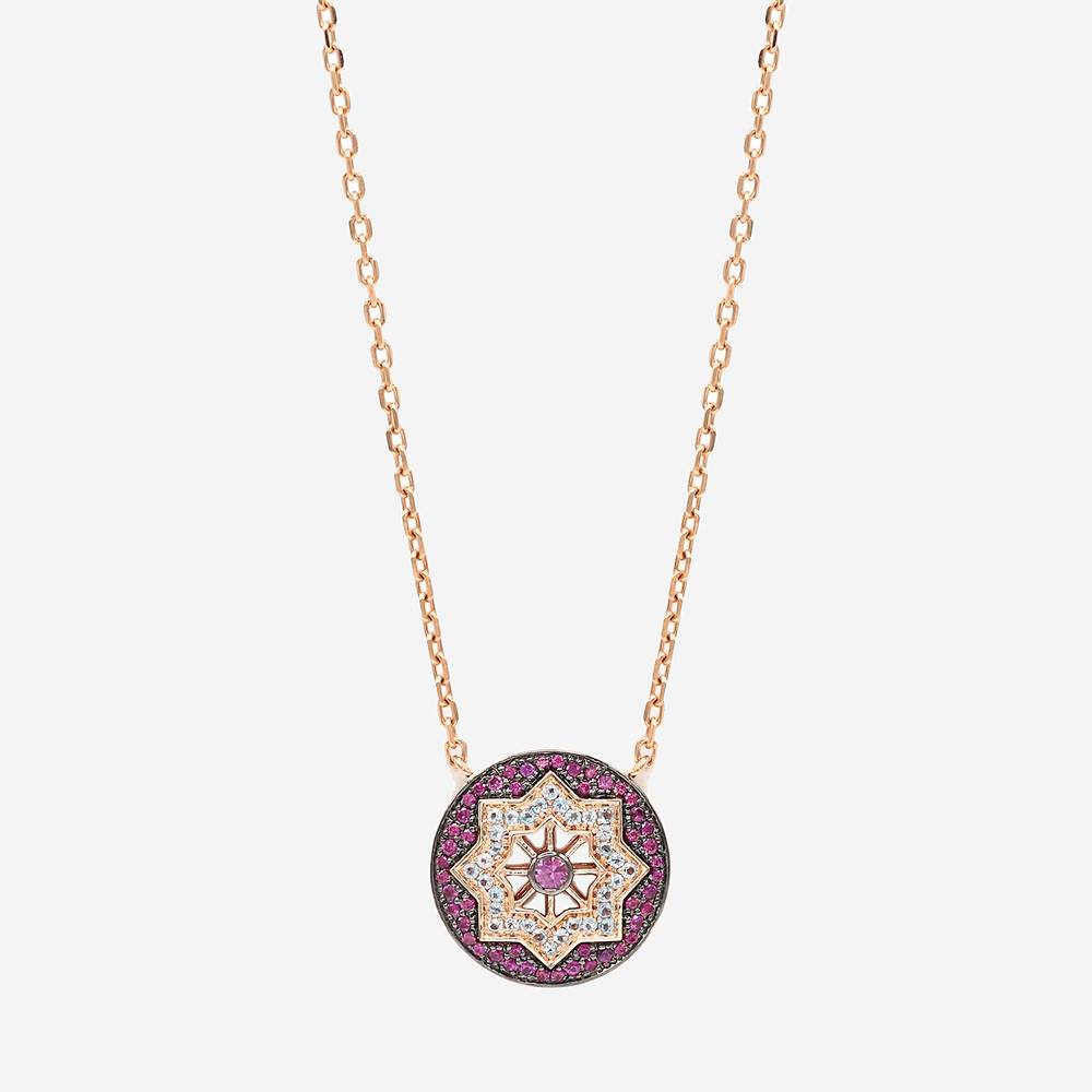Necklace - pink Sapphire -  Rose gold