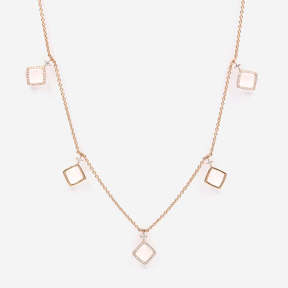 Necklace - rose gold - white diamonds