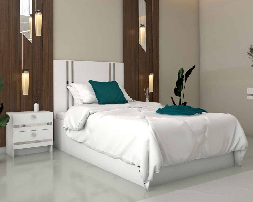 سرير ابيض مفرد تصميم مودرن