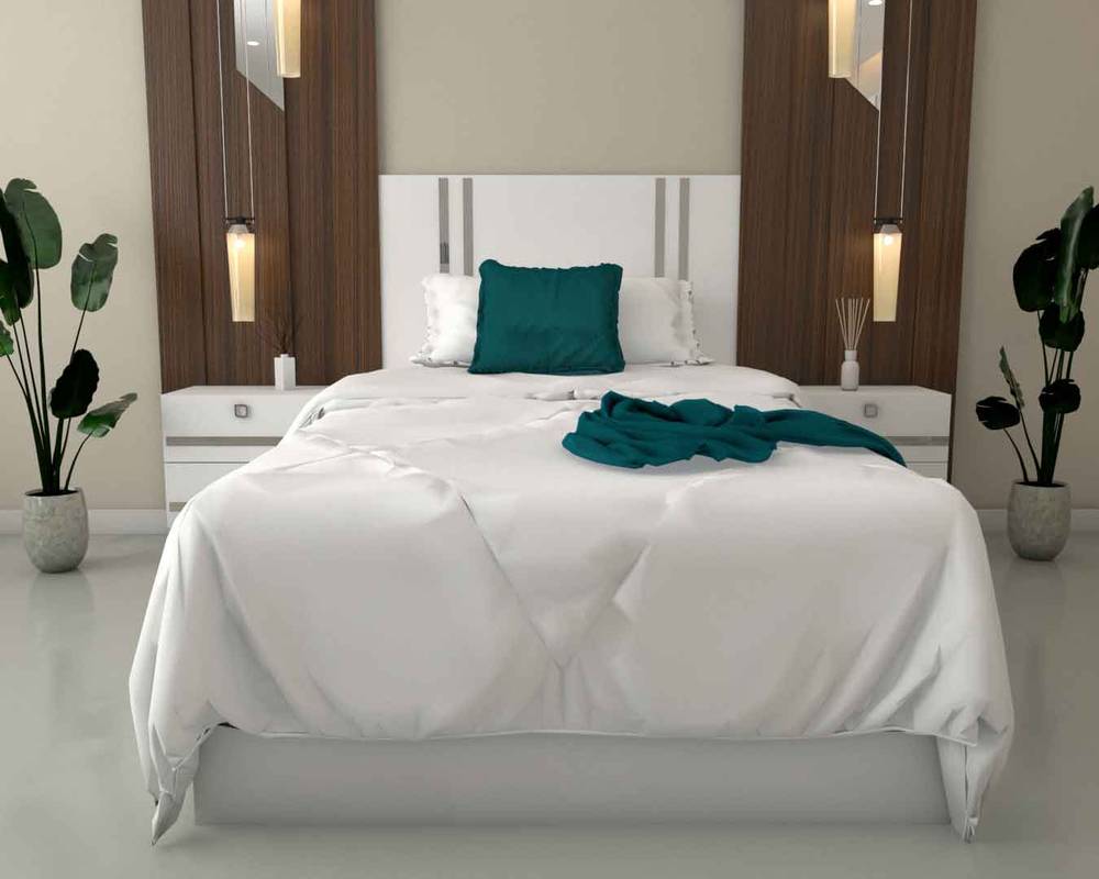 سرير ابيض مفرد تصميم مودرن