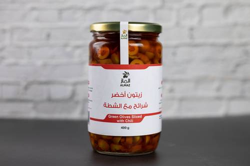 زيتون اخضر شرائح مع الشطة 400 جرام 