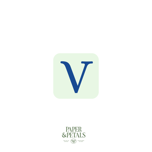 Blue Letter V Sticker