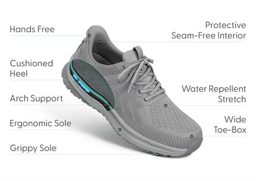 Tilos Hands-Free Grey Mens Stretch Trainers