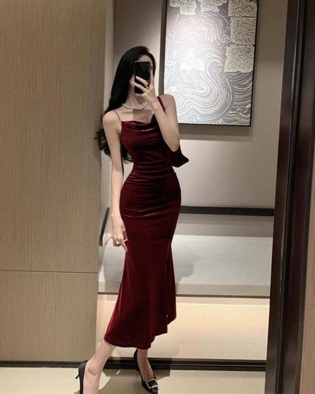 فستان سهرات خامه مخمل
