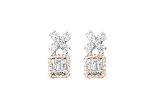 Diamond Earring with 18K White and Rose Gold