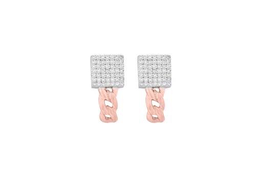 Diamond Earring with 18KT White and Rose Gold