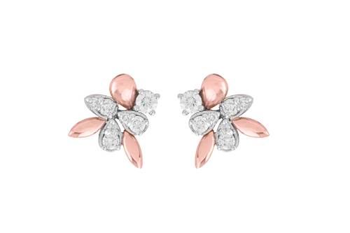 Diamond Earring with 18K White and Rose Gold