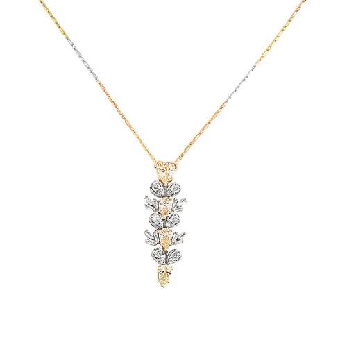 Diamond Pendant with Yellow stone and 18KT White and Rose Gold