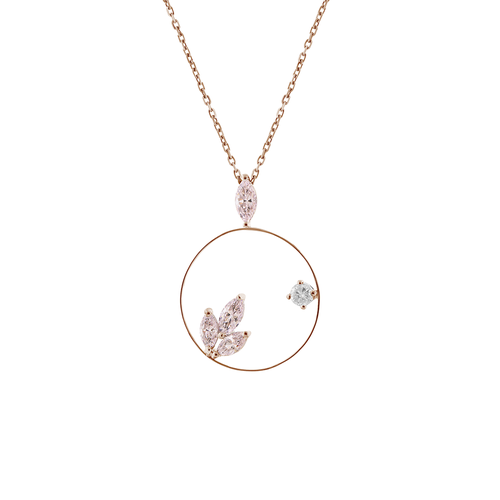 Diamond pendant with pink stone and 18k white and rose gold lps29479-p