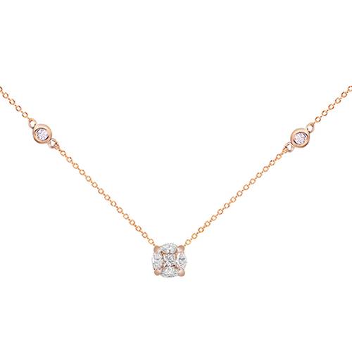 Diamond Pendant with 18KT White or Rose Gold