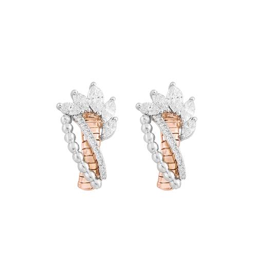 Diamond Earring with 18K White and Rose Gold